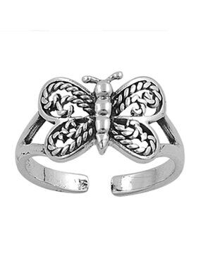 NWT-Sterling Silver (925) Adjustable Toe Ring, Butterfly